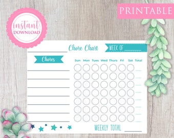 Chore Chart for Kids, Responsibilities Chart for Kids, Reward Chart, Weekly Chore Chart, Printable Chore Chart, Instant Download