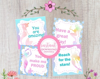 Notas de la lonchera - Sirena, Notas de la lonchera para niños, Notas de almuerzo para niñas, Notas de almuerzo de sirena, Nota de regreso a la escuela, Imprimible, Instantánea