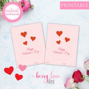 Printable Valentine&#39;s Day Card, Classroom Valentines, DIY Valentines, Hearts Valentine, Instant Download