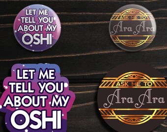 Fragen Sie mich nach Ara Ara & lassen Sie sich von mir über meine Oshi - Vtuber und Streamer Memes | Aufkleber / 38 mm Buttons