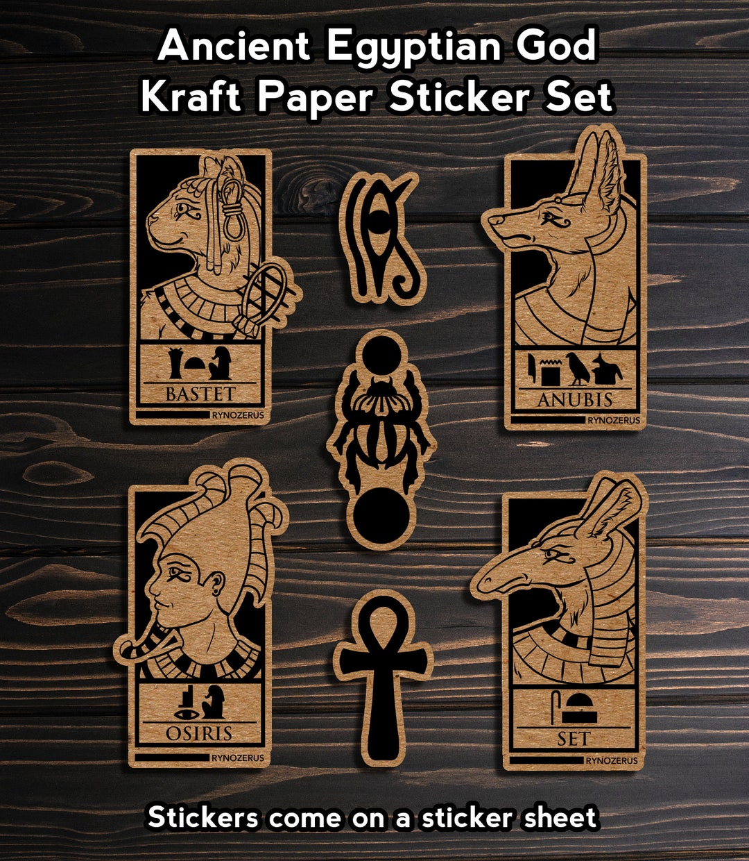 Ancient Egyptian God Kraft Sticker Set - Etsy