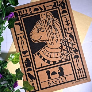 BASTET - Dieu égyptien Kraft impression - A4, A5 ou A6 - impression arrêtée
