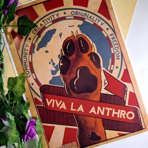 VIVA LA ANTHRO (Furry Uprising) A4 Print - Old Style (Discontinued) - Satire Parody Propaganda