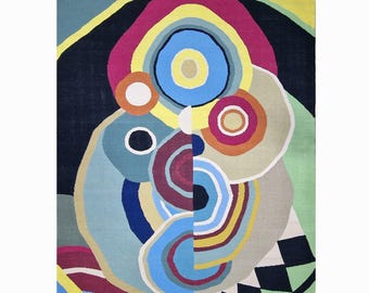 Sonia Delaunay Modern Art Rug: Woven Wool on Cotton (300x250 cm)
