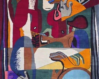 Le Corbusier "L'horreur surgit" Hand-Knotted Wool Silk Rug (300x200cm)