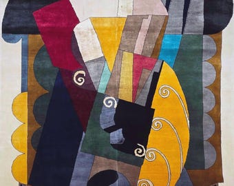 Auguste Herbin Cubist Rug – Hand-Knotted Wool Silk Blend (260 x 200 cm)