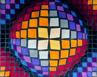 Victor Vasarely Tromba Rug – Hand-Knotted Wool, Limited Edition 2/8 (225x225cm)