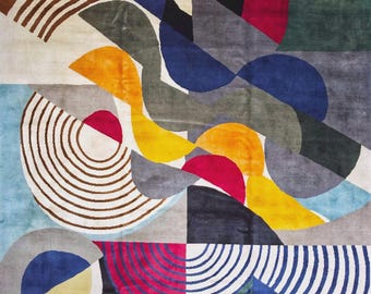 Tapis d’après Sonia Delaunay Composition 1955 – Noué Main – Laine sur Coton – Dimensions 300 x 400 cm (118 x 157 in)