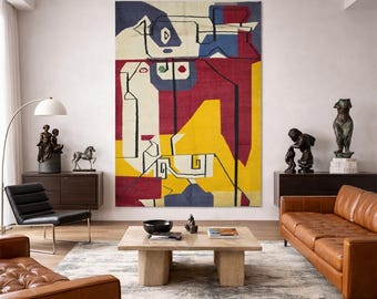 Handwoven Le Corbusier 'Taureau V' Tapestry: Wool on Cotton (300 x 200 cm)