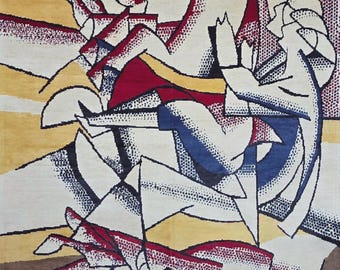 Hand-Knotted Wool Silk Rug – Roy Lichtenstein Pop Art Composition Cavalier Rouge (190x260cm)