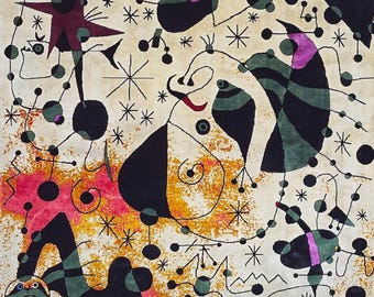 Tapis Joan Miró Le Passage de l’Oiseau Divin – Noué Main – Laine sur Coton – Dimensions 260 x 190 cm (102 x 75 in)