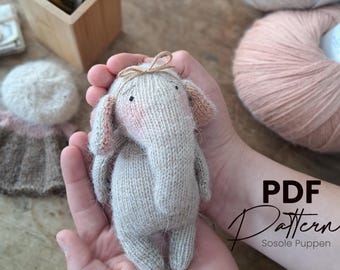 PDF knitting pattern: Elephant with clothes in German and English