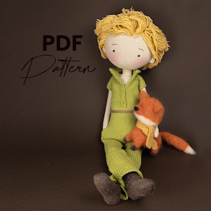 Padrão de crochê | Boneco Pequeno Príncipe/Sosole 1 (sem dedos das mãos e dos pés) e raposa | Alemão/Inglês/Espanhol