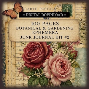 100 sidor botanisk trädgårdsskötsel Ephemera skräpjournalkit (digital nedladdning) - Samling #2