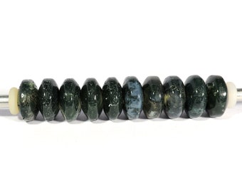 10 Pieces Natural Moss Agate Gemstone Beads For Bracelets 14x8 Smooth Big Hole 5mm Large Hole European Style Beads Fit In All kind Bracelets