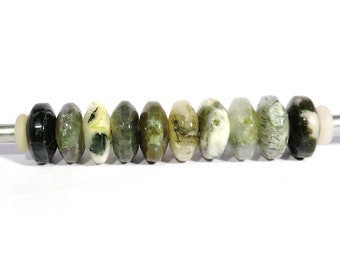 10 Pieces Natural Moss Agate Gemstone 14x8 Smooth Big Hole 5mm ,Large Hole European Style Beads Fit In All kind Bracelets