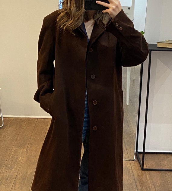 Vintage Oversized Brown Wool Coat Minimalist