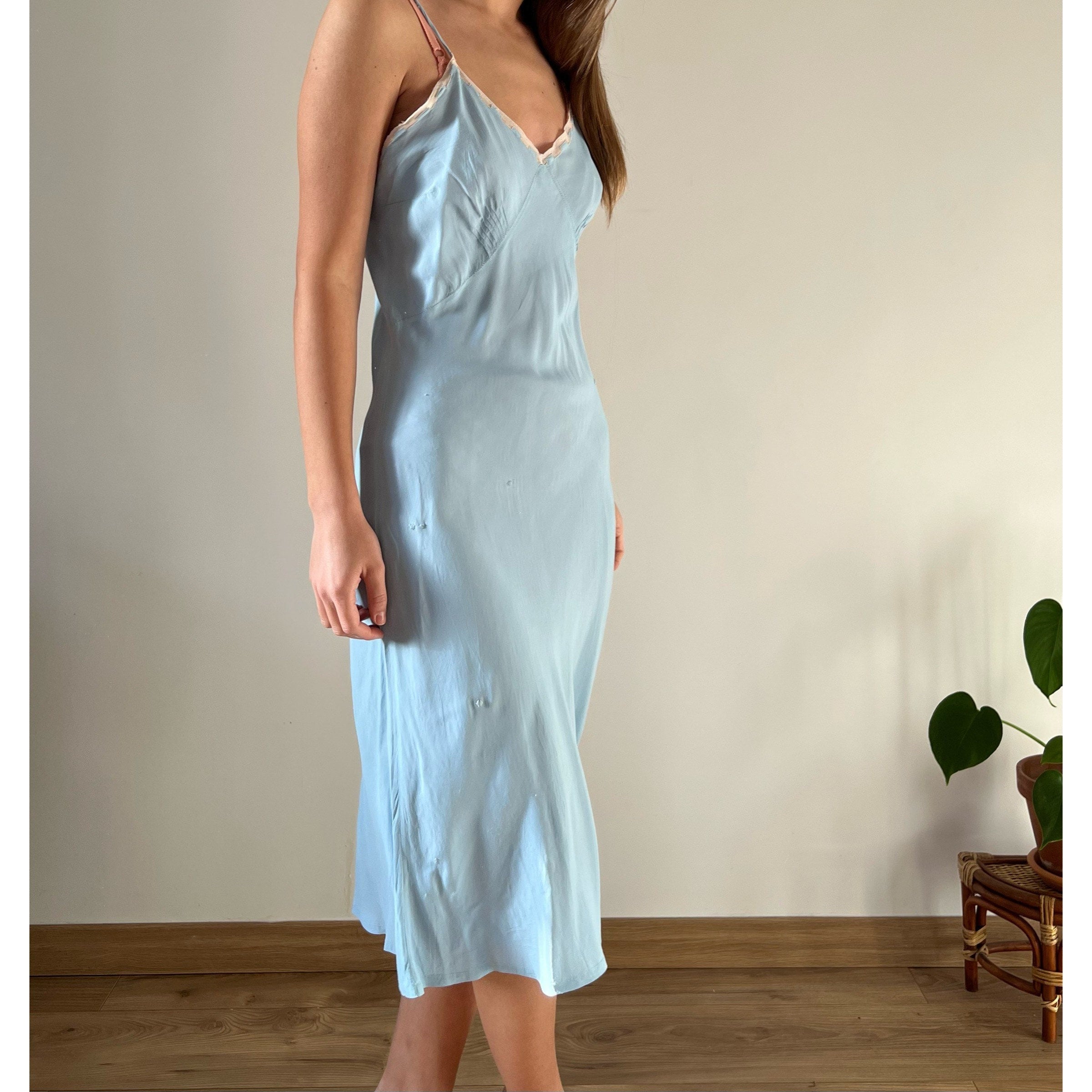 Blue Silk Slip - Etsy