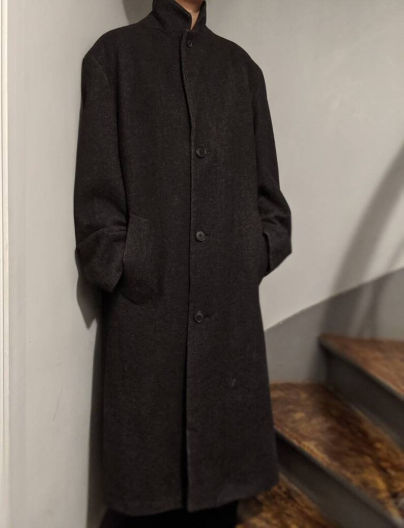Vintage Hugo Boss Dark Grey New Wool Coat