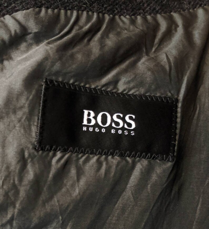 Vintage Hugo Boss Dark Grey New Wool Coat