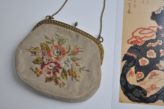 Vintage 20s Clutch Tapisserie Floral Bag