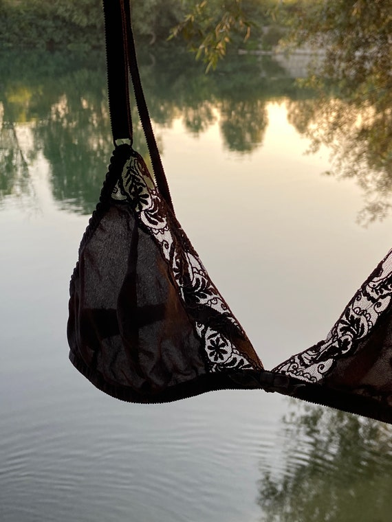 La Perla romantic silk black bra with floral lace
