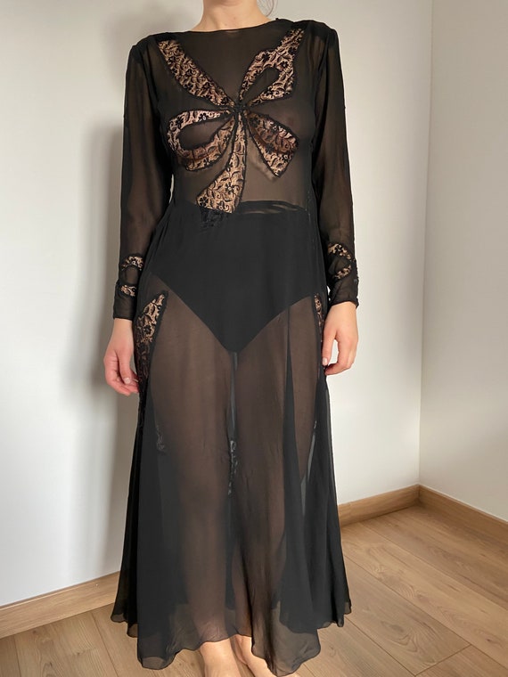 30s 40s mourning dress in silk chiffon