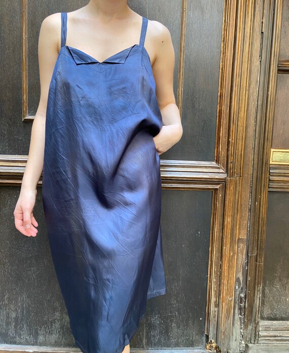 midnight blue slip dress