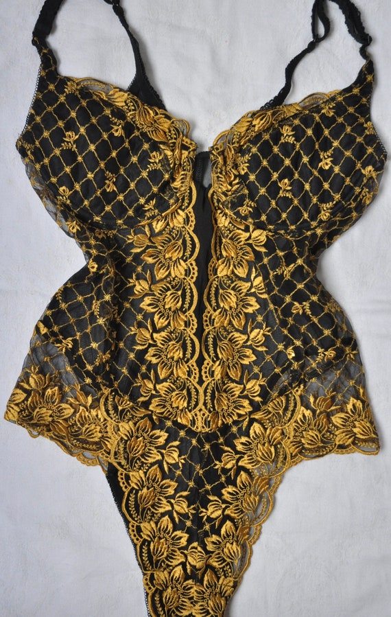 Vintage La perla Marvel bodysuit | Black lace and