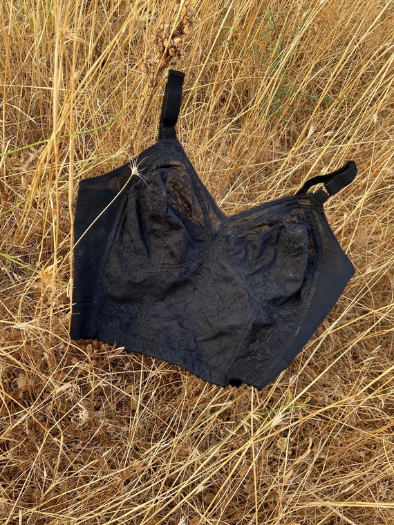 Vintage 40s black lace bustier / bra | Floral lace
