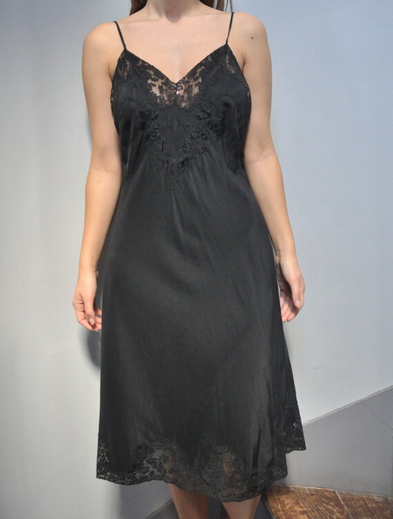 Vintage 30s/40s black silk slip dress