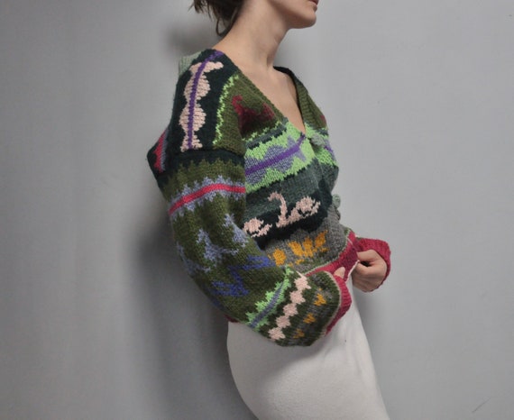 Vintage handmade swan wool cardigan