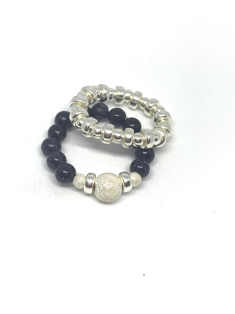 Sterling Silver Stackable Ring simple Silver Ring. 925 sterling Silver stretch bead stacking ring Thin Silver Bead Ring