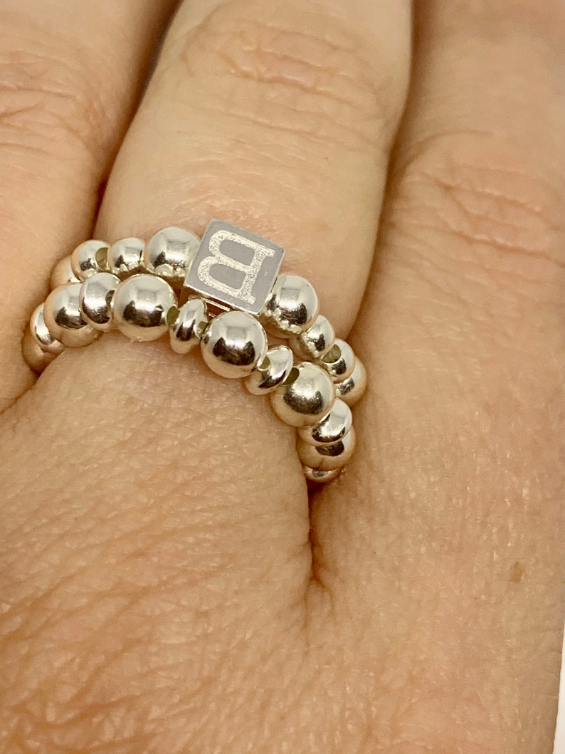 Sterling Silver Stackable Ring simple Silver Ring. 925 sterling Silver stretch bead stacking ring Thin Silver Bead Ring