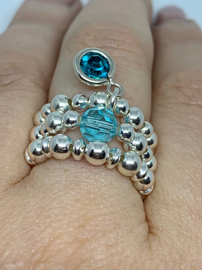 Sterling Silver Stackable Ring simple Silver Ring. 925 sterling Silver stretch bead stacking ring Thin Silver Bead Ring