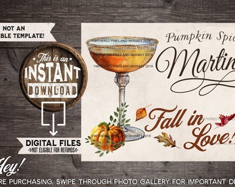 Pumpkin Spice Martini, Fall in Love, Pumpkin Spice, Sugar Rim, Fall Floral, Autumn Drink, Fall Wedding, Pumpkin Signature Drink, Rust