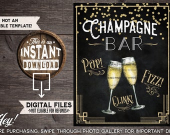 Pop Fizz Clink, Art Deco Wedding Signature Drink Sign, Wedding Cocktail, Gatsby Wedding, Bar, Champagne Bar, Wedding Toast, INSTANT DOWNLOAD