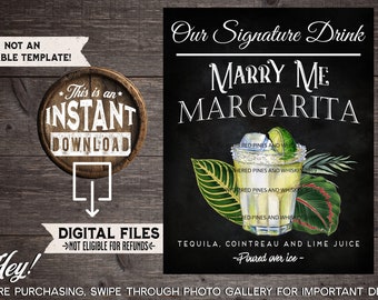 Margarita Signature Drink Sign, Wedding Cocktail, Marry Me Margarita, Cinco de Mayo Shower, Drink Menu, Bar Menu, Fiesta, Boda, Tropical