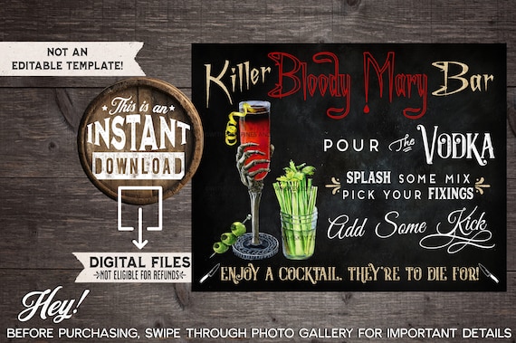 Halloween Bloody Mary Bar Sign Printable Halloween Party | Etsy