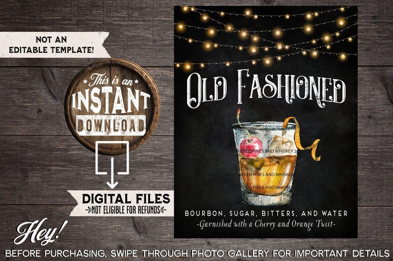 Old Fashioned Wedding Signature Drink Sign Old Fashioned