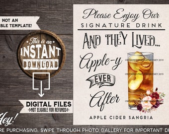 And They Lived Appley Ever After, Apple Cider Sangria, Fall Floral, Autumn Drink, Fall Wedding, Appley Ever After