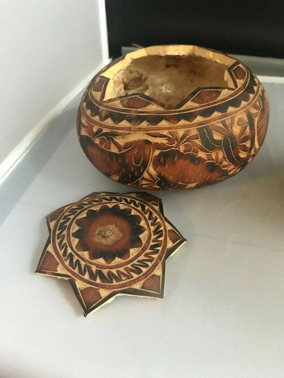 2 beautiful hand crafted painted gourds - image 3