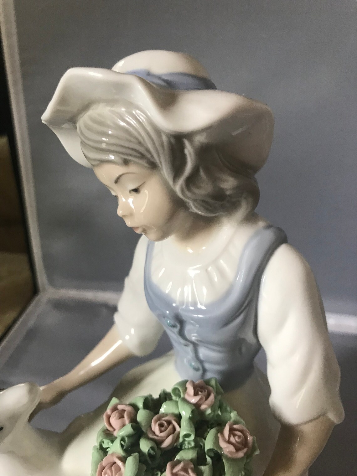 Vintage Spanish Tengra Porcelain Figurine Girl With Lamb Etsy