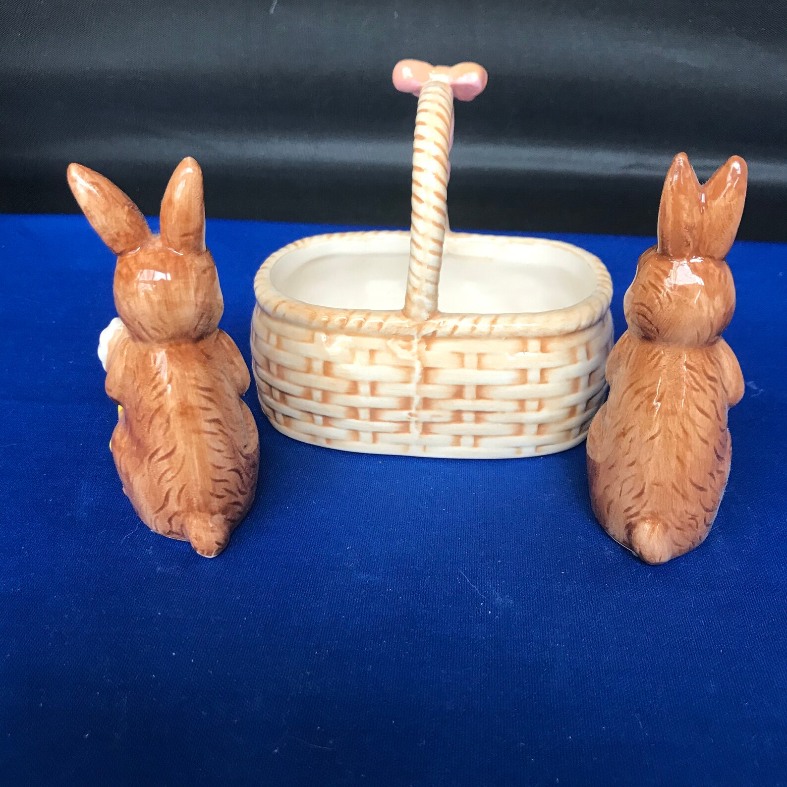 Vintage Cracker Barrel bunny Basket Salt & Pepper Shaker Etsy