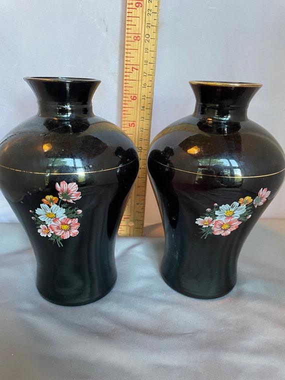 Pair of Made in Japan Vintage Oriental Jars Vases Glass Bud Etsy
