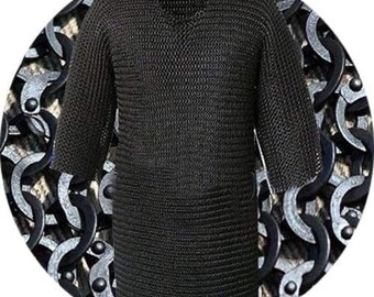 Mild Steel Black Butted Medieval Armor Chainmail Sleeveless Shirt 10MM Ring for