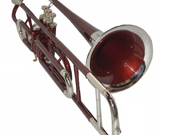 Trombone Bb Pitch Finish Brass Made W/Case+Mp RED NICKEL