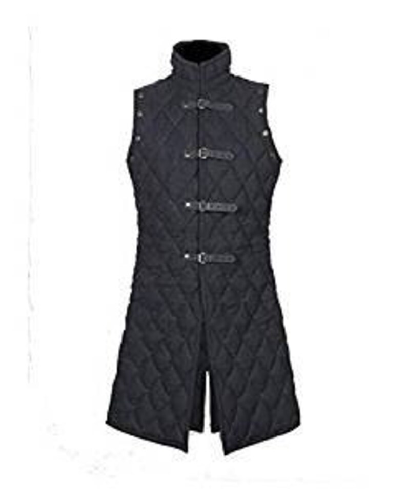 Black Cotton Fabrics Medieval Gambeson Thick Padded Coat Aketon Jacket Armor