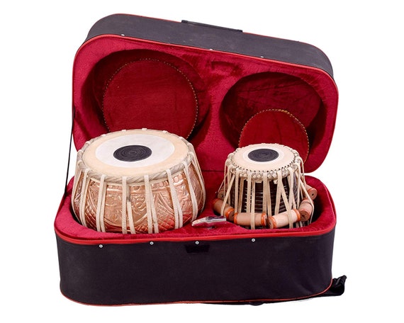 Sai Musical Sheesham Wood TB 0091 Hand Made Copper Tabla Set Bronze Color A Musical Instrument