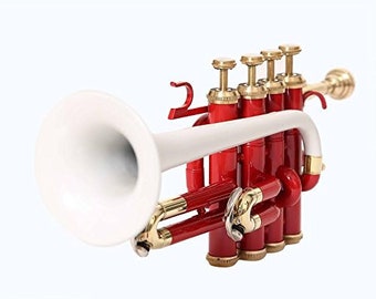 Edition 2K18 Piccolo  Trumpet Bb Pitch  Red & White  Coloured With  Case  And  Mp